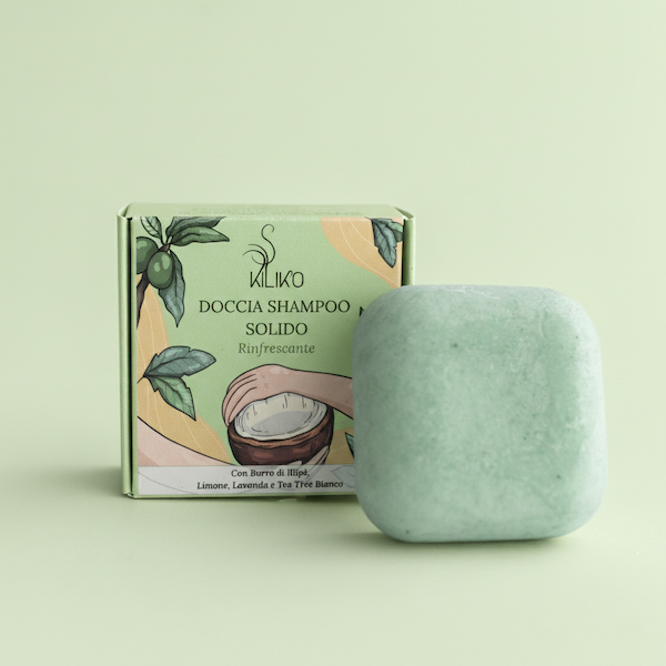 Docciashampoo-Rinfrescante DOCCIA SHAMPOO SOLIDO RINFRESCANTE con Burro di Illipè, Limone e Tea Tree bianco - immagine 1